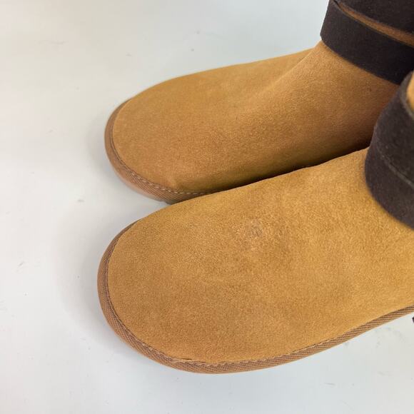 UGG Koolaburra Rozalia Tall Boots Tan Brown Size 8 Fur Lined Brown Bow - Picture 6 of 9